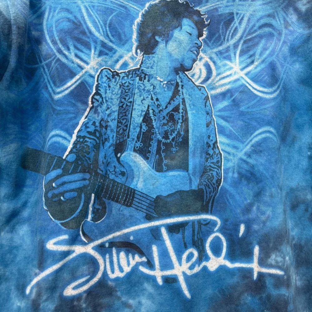 🧨 5/$25 Women’s Jimi Hendrix Blue Graphic Distressed T-Shirt - Picture 6 of 6